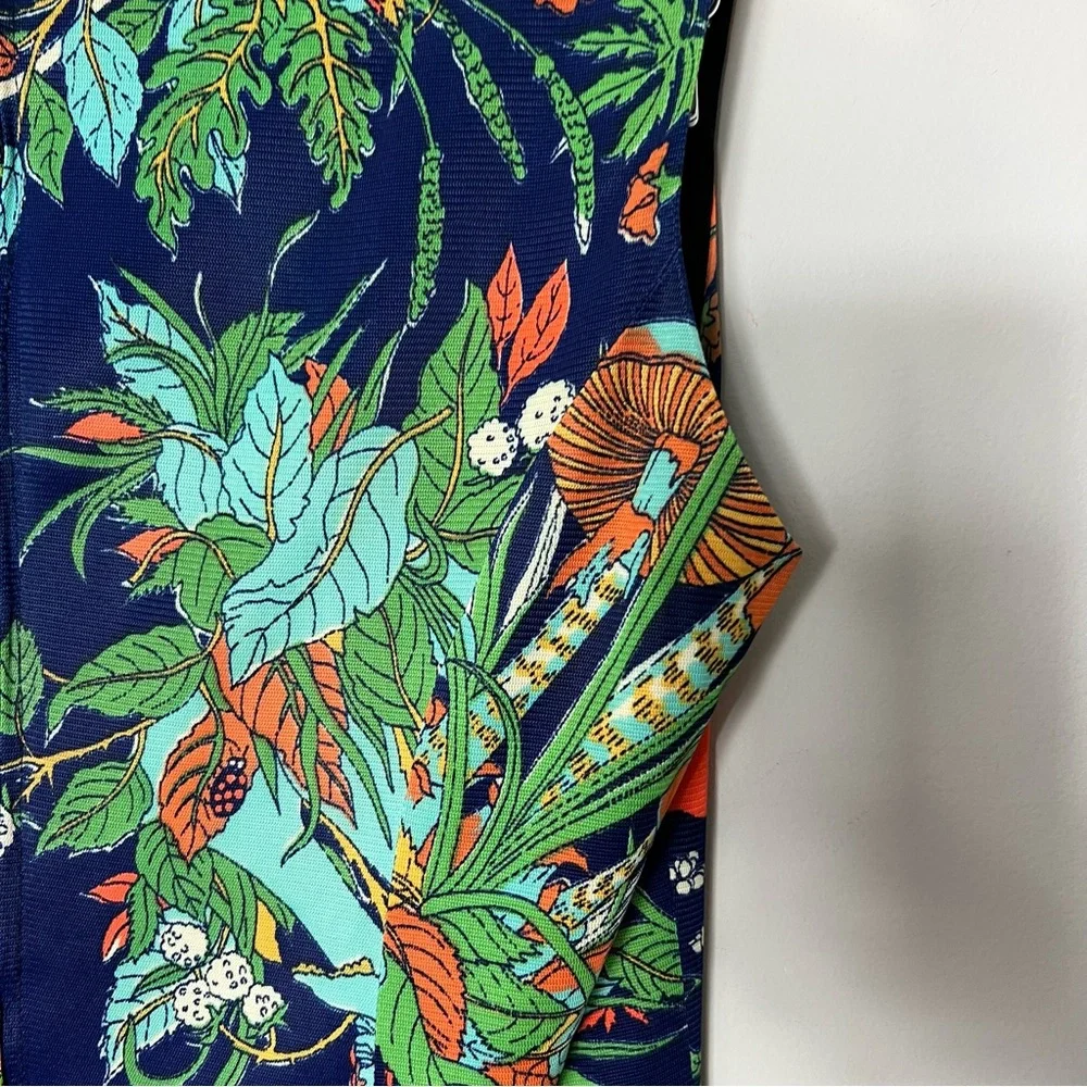 Vintage Mushroom Fungi Floral Bird Print Dress Sleeveless Size Medium - Picture 11 of 12